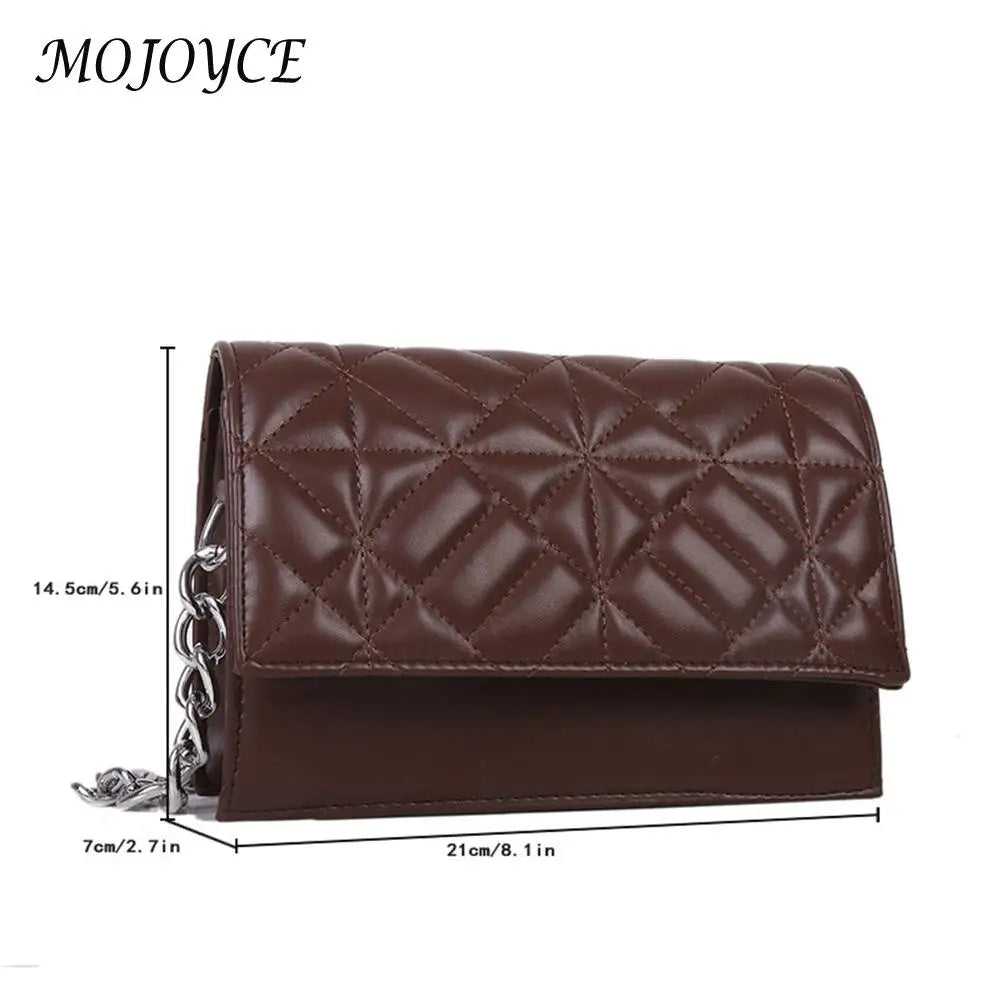 Women PU Leather Chain Flap Shoulder Bag Quilted Handbag Armpit Bag