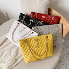 Women PU Leather Chain Handbag Large Top-handle Tote Shoulder Bags