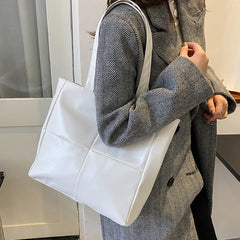 Women PU Leather Handbag Lady Lattice Top-handle Bag Large Capacity Clutch Bags