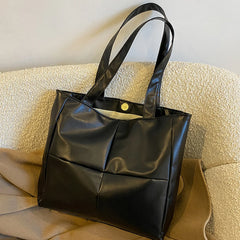 Women PU Leather Handbag Lady Lattice Top-handle Bag Large Capacity Clutch Bags