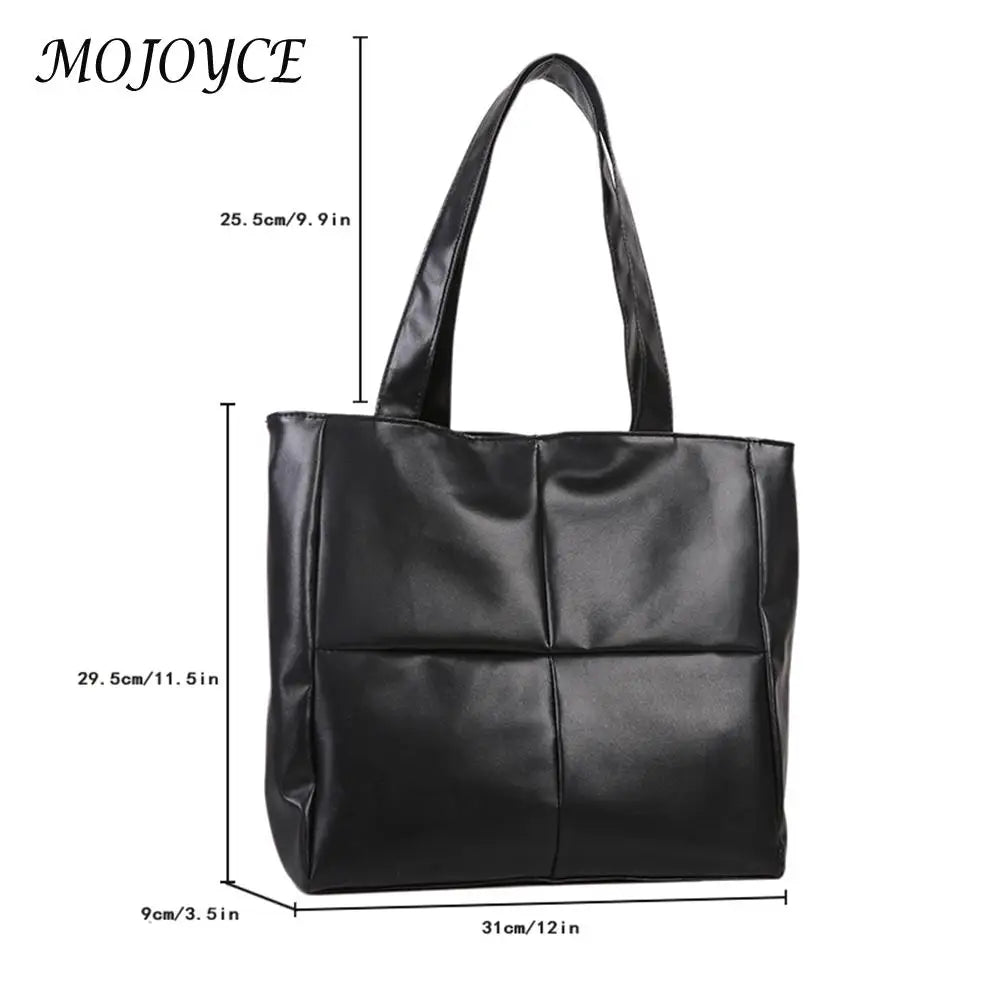 Women PU Leather Handbag Lattice Top-handle Totes Shoulder Purse