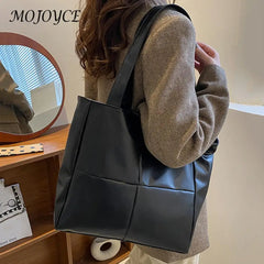 Women PU Leather Handbag Lattice Top-handle Totes Shoulder Purse