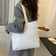 Women PU Leather Handbag Lattice Top-handle Totes Shoulder Purse