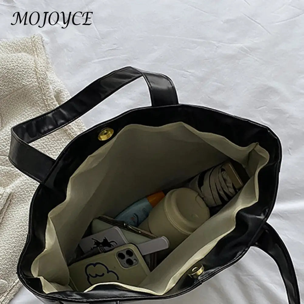 Women PU Leather Handbag Lattice Top-handle Totes Shoulder Purse