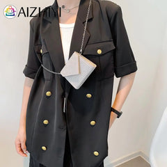 Women PU Leather Crossbody Bag Glitter Chain Shoulder Bag
