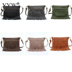 Women PU Leather Crossbody Bag with Tassel Daily Pouch