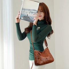 Women PU Leather Crossbody Tote Bag Female Zipper Handbag