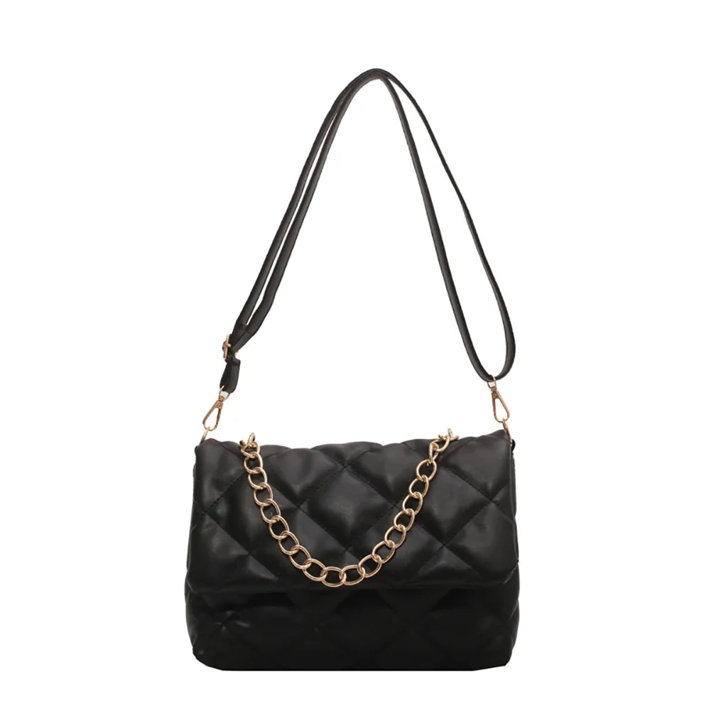 Women PU Leather Diamond Lattice Shoulder Bag Crossbody Handbag Tote Purse