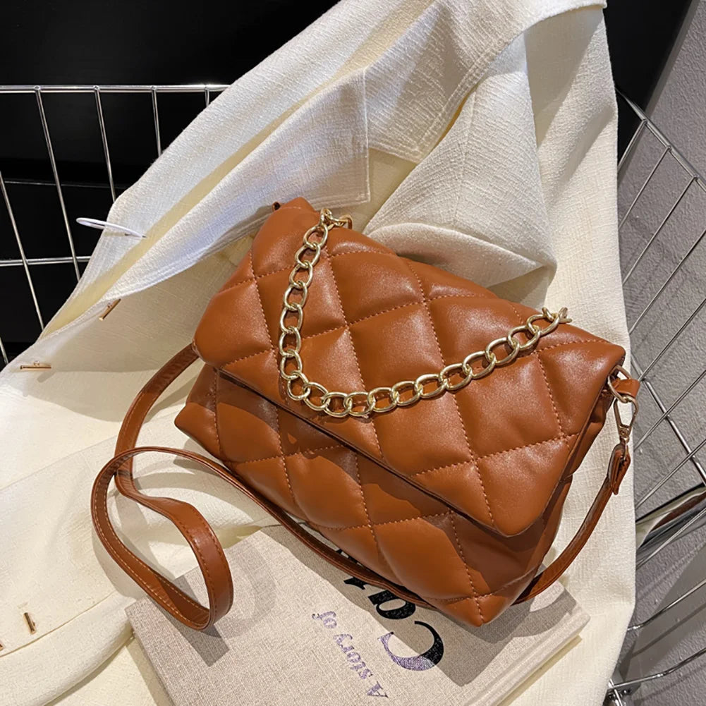 Women PU Leather Diamond Lattice Shoulder Bag Crossbody Handbag Tote Purse