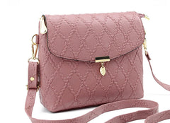 Women PU Leather Flap Handbag Small Leaf Pendant Shoulder Bag Crossbody