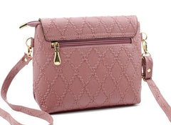 Women PU Leather Flap Handbag Small Leaf Pendant Shoulder Bag Crossbody
