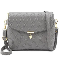 Women PU Leather Flap Handbag Small Leaf Pendant Shoulder Bag Crossbody