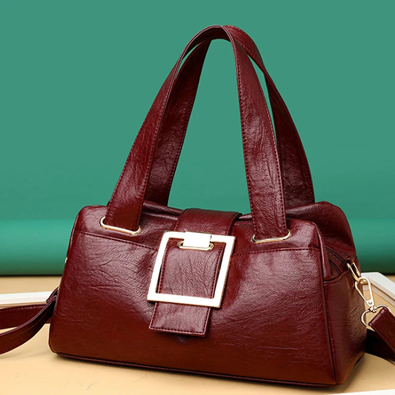 Vintage PU Leather Women Handbag Soft Crossbody Shoulder Bag