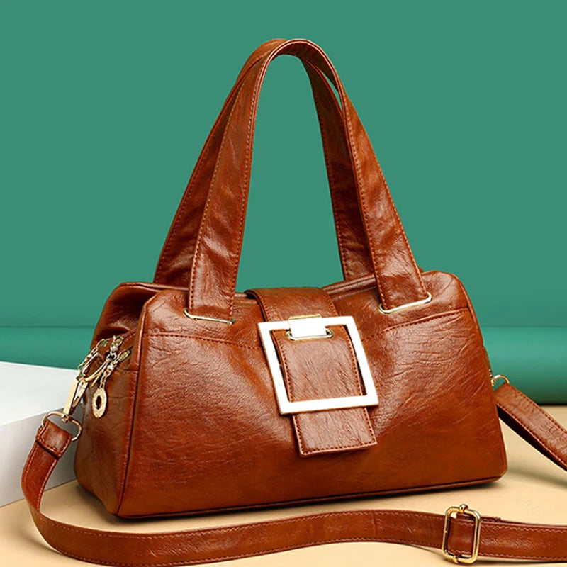 Vintage PU Leather Women Handbag Soft Crossbody Shoulder Bag