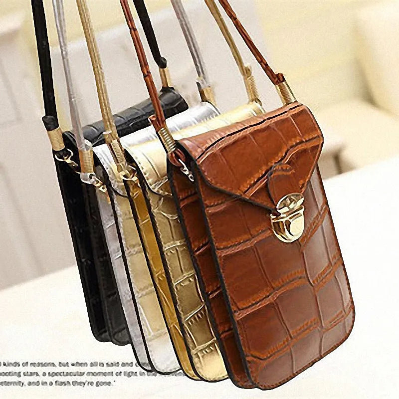 Women PU Leather Messenger Bag Cellphone Pouch Crossbody Shoulder Bag Handbag