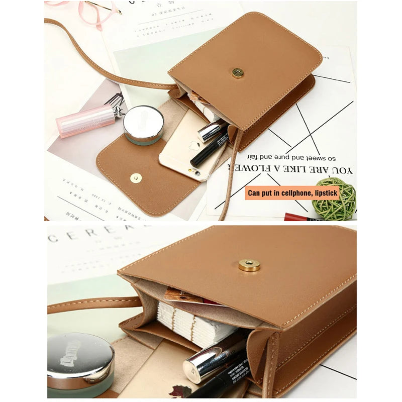Women PU Leather Mobile Phone Bag Shoulder Bag Large Capacity