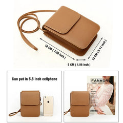 Women PU Leather Mobile Phone Bag Shoulder Bag Large Capacity