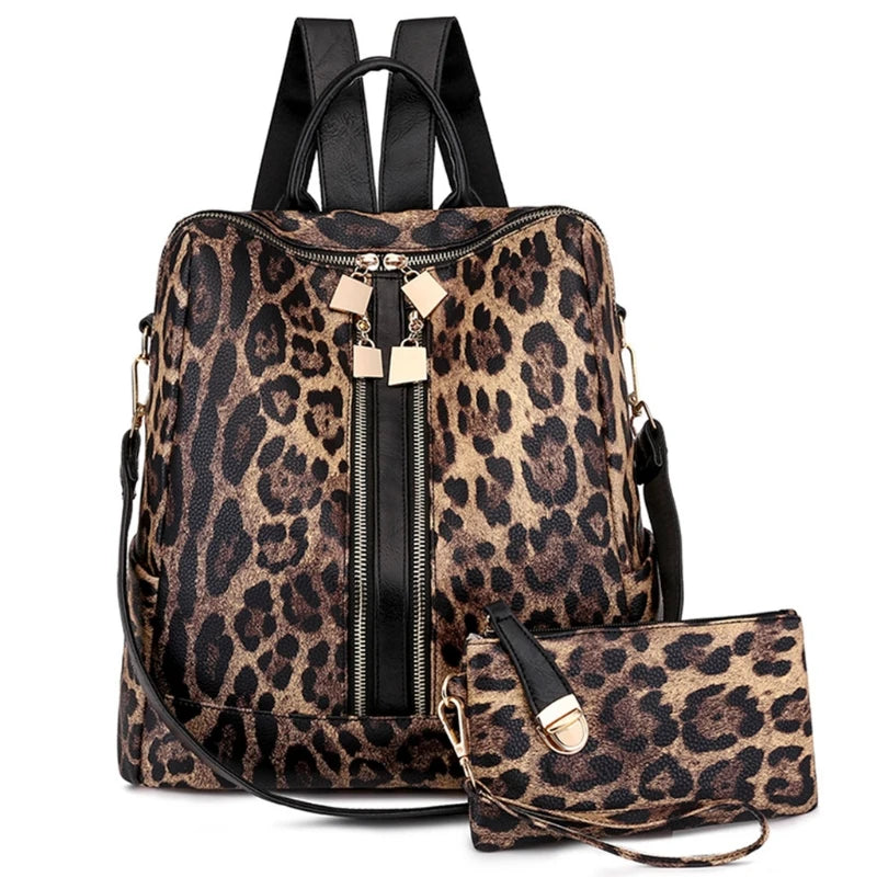 Women PU Leather School Backpack Purse Multipurpose Ladies Casual Daypack