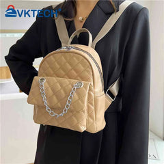Women PU Leather Shoulder Backpack Rhombus Preppy School Travel Mochilas
