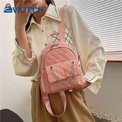 Women PU Leather Shoulder Backpack Rhombus Preppy School Travel Mochilas