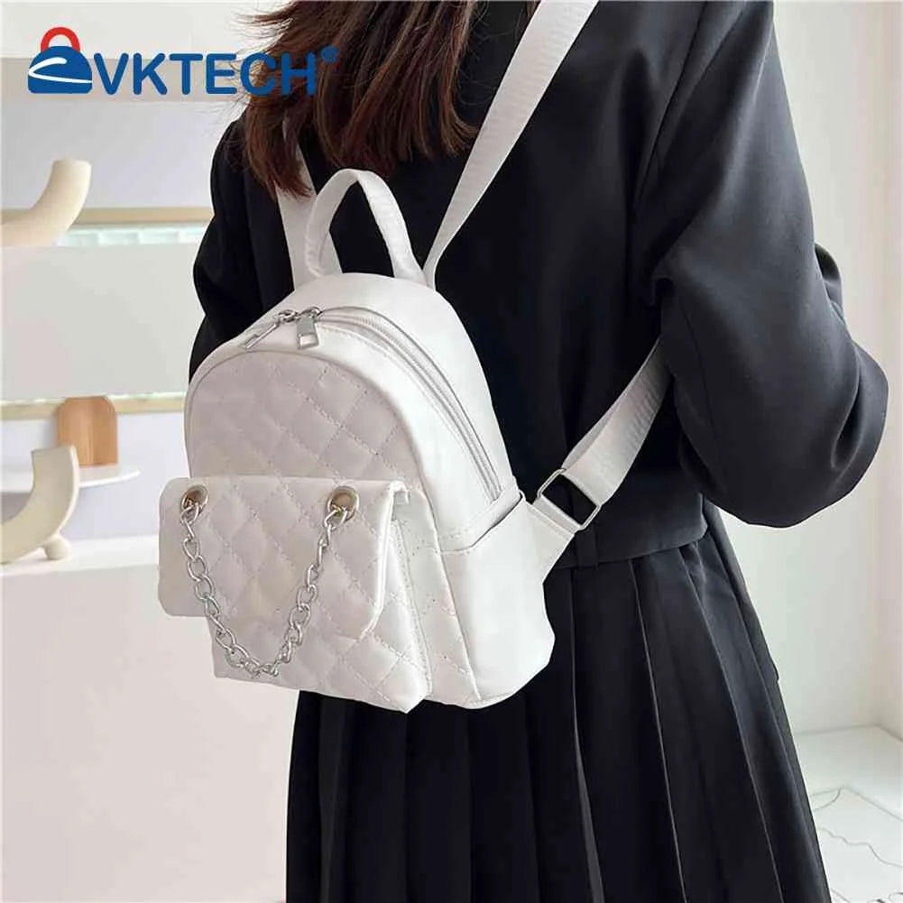Women PU Leather Shoulder Backpack Rhombus Preppy School Travel Mochilas