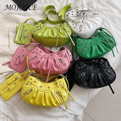 Women PU Leather Shoulder Bag Rivet Carry Bags Crossbody Bag