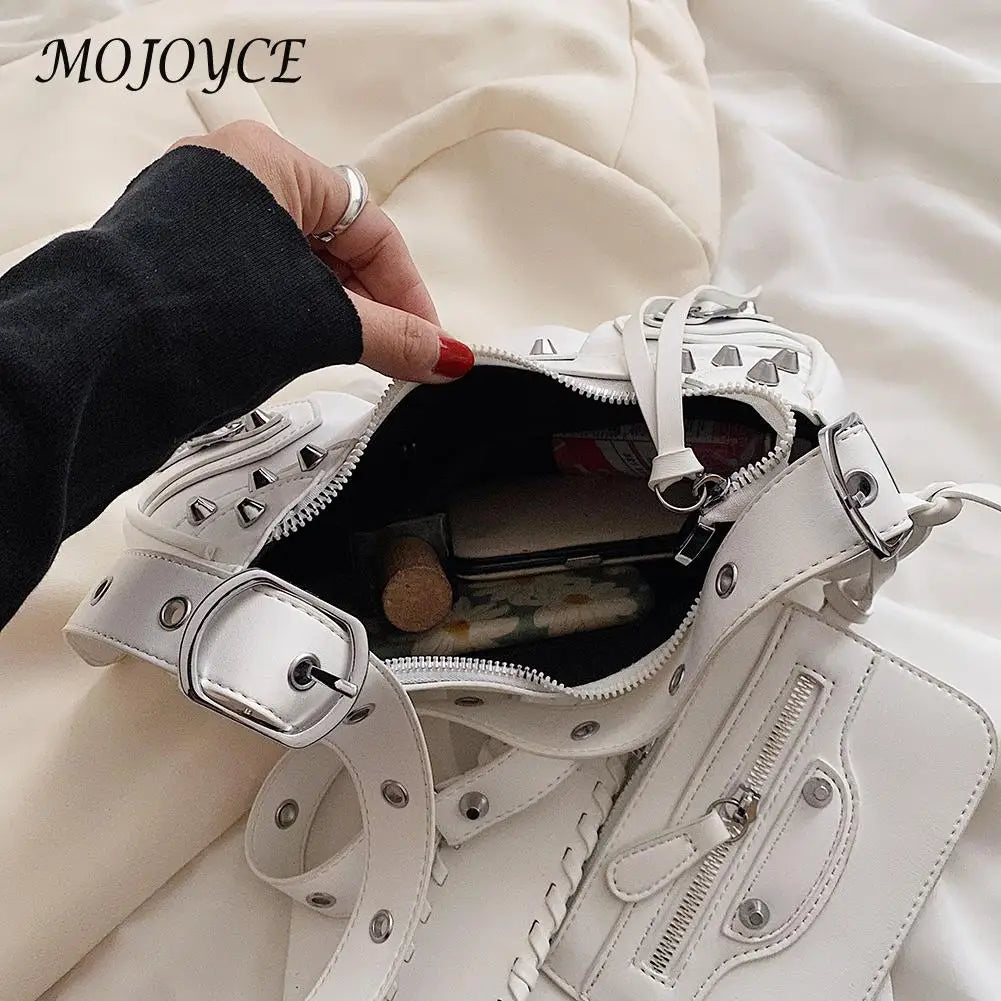 Women PU Leather Shoulder Bag Rivet Carry Bags Crossbody Bag