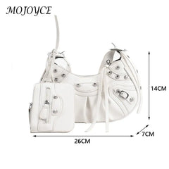 Women PU Leather Shoulder Bag Rivet Carry Bags Crossbody Bag