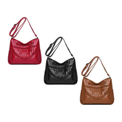 PU Leather Shoulder Bag Large Capacity Adjustable Strap Satchel Shopping Bag
