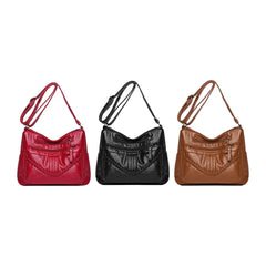 PU Leather Shoulder Bag Large Capacity Adjustable Strap Satchel Shopping Bag