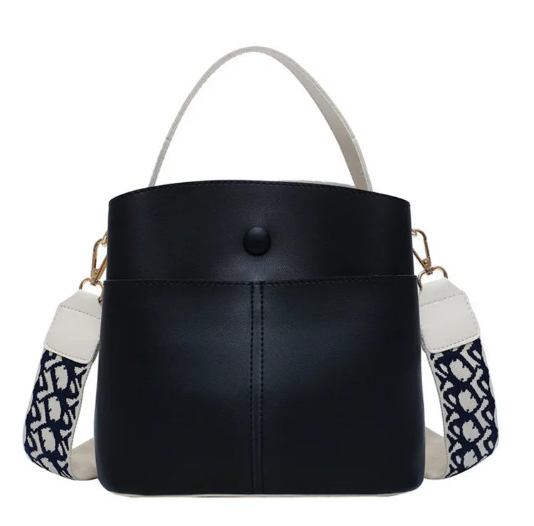 Women PU Leather Shoulder Bags Crossbody Messenger Bag with Colorful Strap