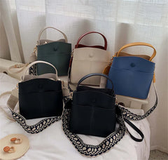 Women PU Leather Shoulder Bags Crossbody Messenger Bag with Colorful Strap