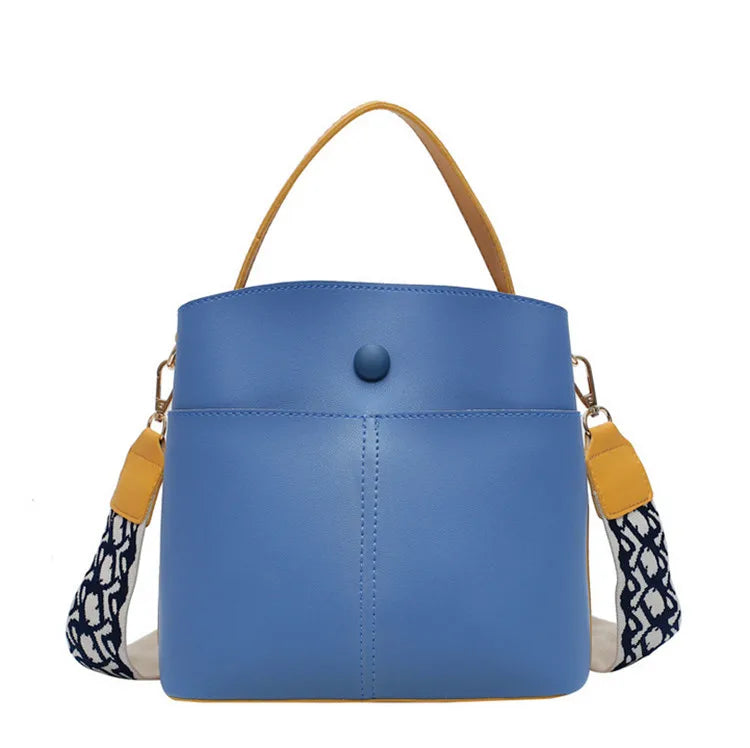 Women PU Leather Shoulder Bags Crossbody Messenger Bag with Colorful Strap