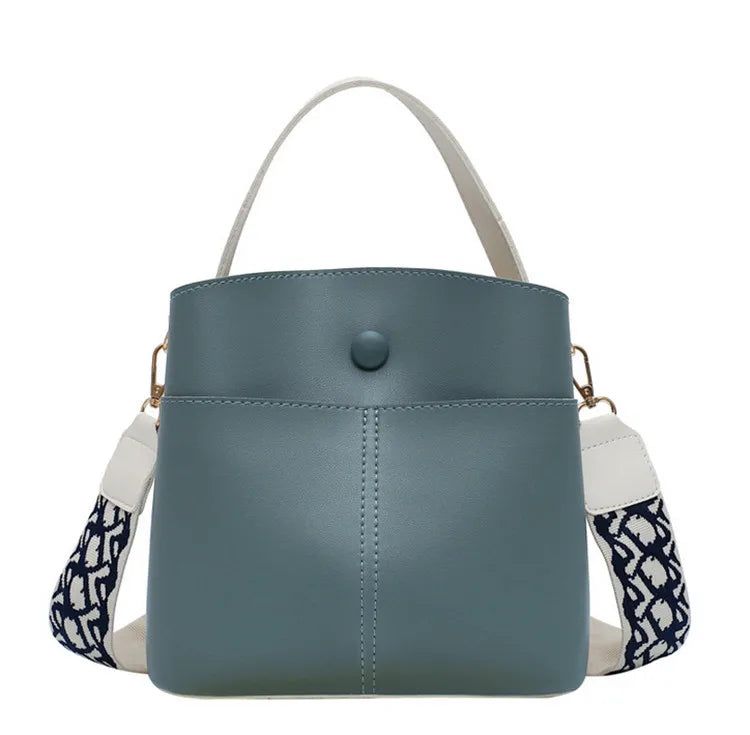 Women PU Leather Shoulder Bags Crossbody Messenger Bag with Colorful Strap