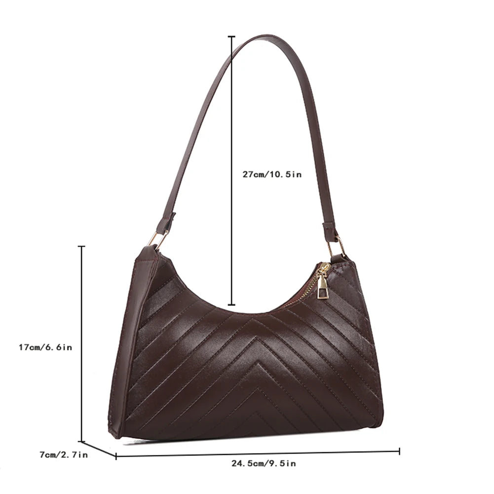 Women PU Leather Shoulder Bags Solid Small Zipper Clutch Bag