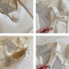 PU Leather Shoulder Bags Underarm Ladies Handbags Big Capacity Bucket Bag