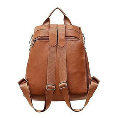 Women PU-Leather Small Travel Backpack School Girls Bags Knapsack Student Brown
