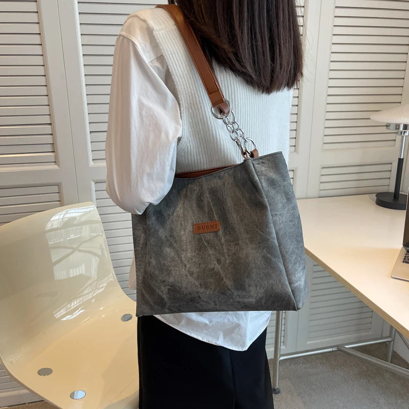 Women PU Leather Tote Bag Large Capacity Shoulder Bags Purses Bolsas