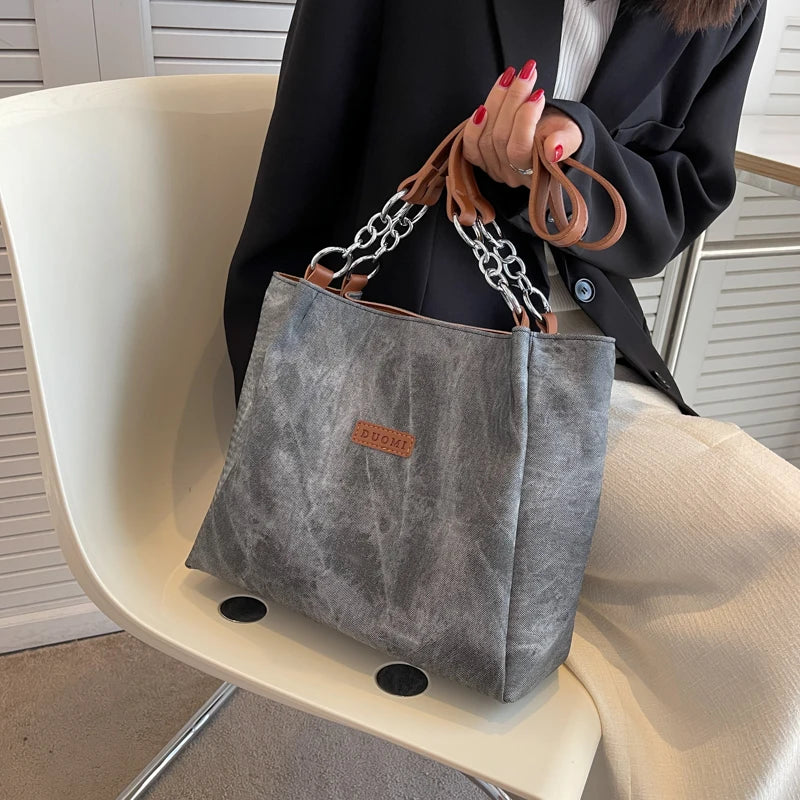 Women PU Leather Tote Bag Large Capacity Shoulder Bags Purses Bolsas