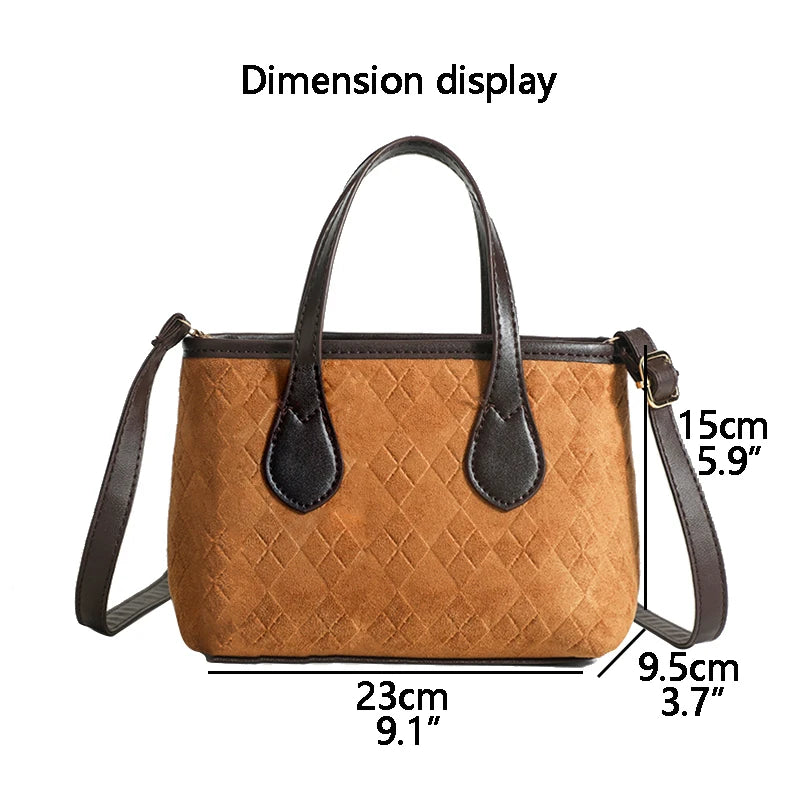 Women PU Leather Tote Bags Embossing Diamond Lattice Zipper Shoulder Bags