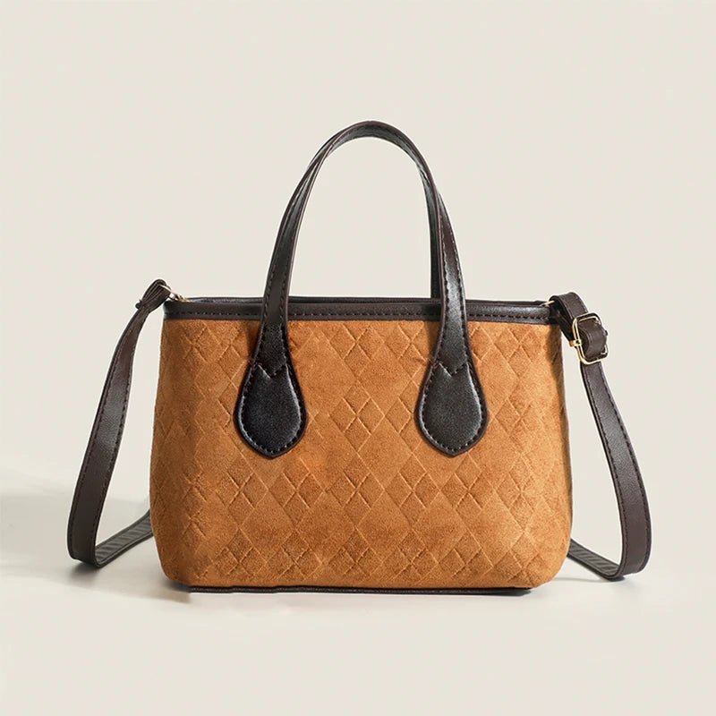 Women PU Leather Tote Bags Embossing Diamond Lattice Zipper Shoulder Bags