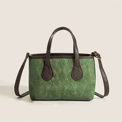 Women PU Leather Tote Bags Embossing Diamond Lattice Zipper Shoulder Bags