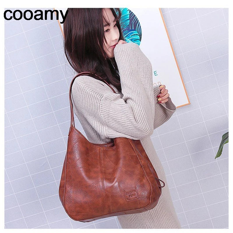 Women PU Leather Vintage Handbags Large Tote