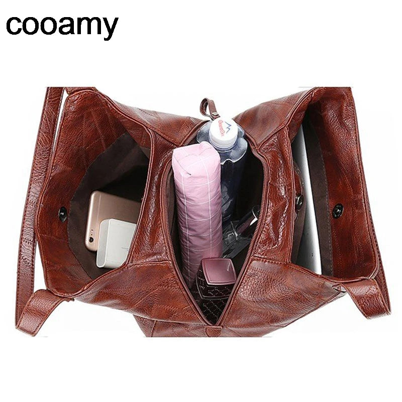 Women PU Leather Vintage Handbags Large Tote