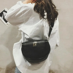 Women PU Leather Waist Bag Casual Belt Shoulder Zipper Bag