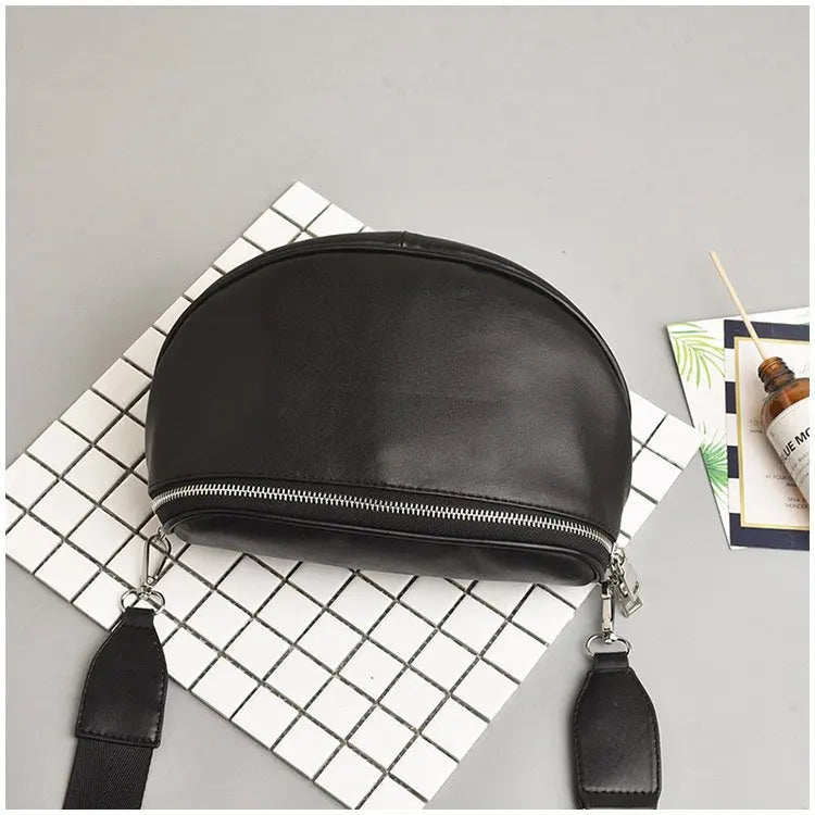 Women PU Leather Waist Bag Casual Belt Shoulder Zipper Pack