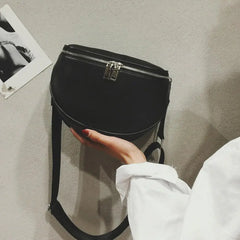 Women PU Leather Waist Bag Casual Belt Shoulder Zipper Bag