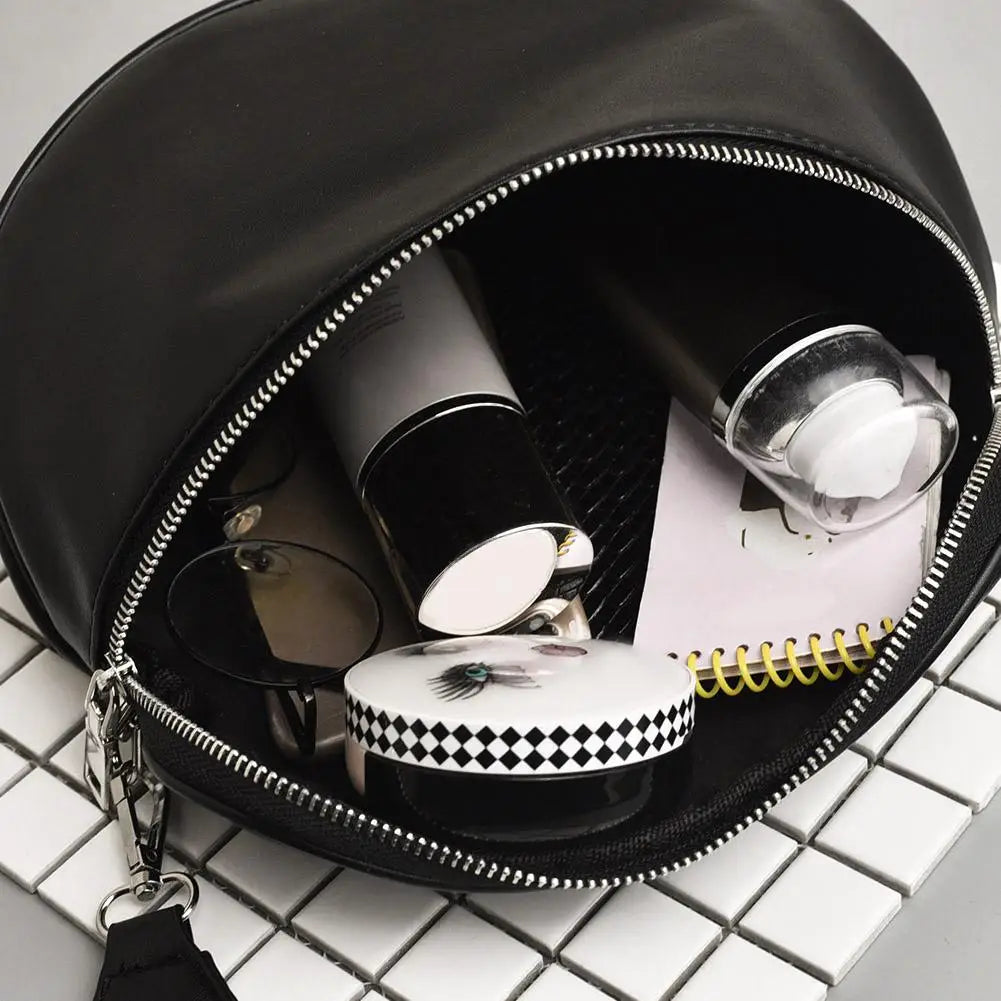 Women PU Leather Waist Bag Casual Belt Shoulder Zipper Bag