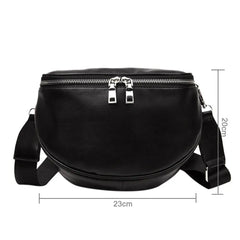 Women PU Leather Waist Bag Casual Belt Shoulder Zipper Bag