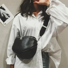 Women PU Leather Waist Bag Casual Belt Shoulder Zipper Bag